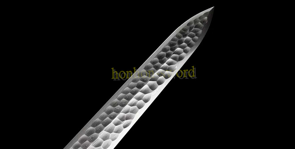 Damascus Folded Steel HanJian 汉剑 Chinese Jian Sword Sharp Ebony Sheath