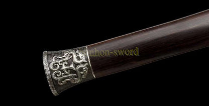 Damascus Folded Steel HanJian 汉剑 Chinese Jian Sword Sharp Ebony Sheath