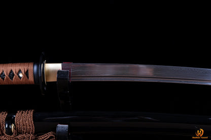 Hand Forged Folded Steel Wakizashi Japanese Samurai Sword Full Tang Black