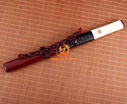 Damas Plié Acier Tanto Samouraï Japonais Épée Courte Full Tang Battle Razor Sharp Rouge 
