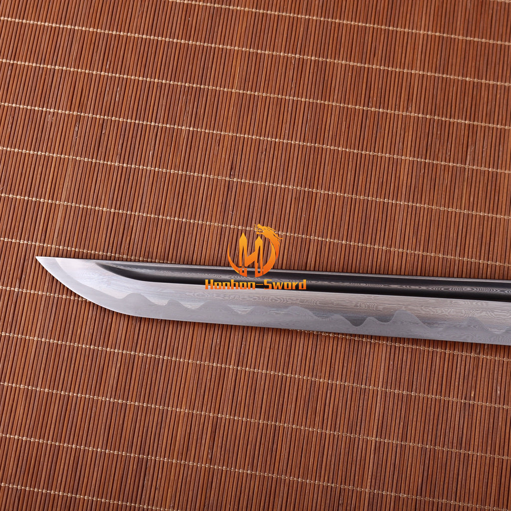 Damas Plié Acier Tanto Samouraï Japonais Épée Courte Full Tang Battle Razor Sharp Rouge 