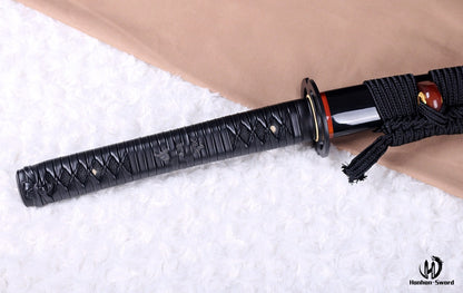 Épée de samouraï japonaise en acier plié noir, katana, lame tranchante faite à la main, noire 