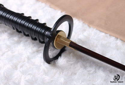 Épée de samouraï japonaise en acier plié noir, katana, lame tranchante faite à la main, noire 