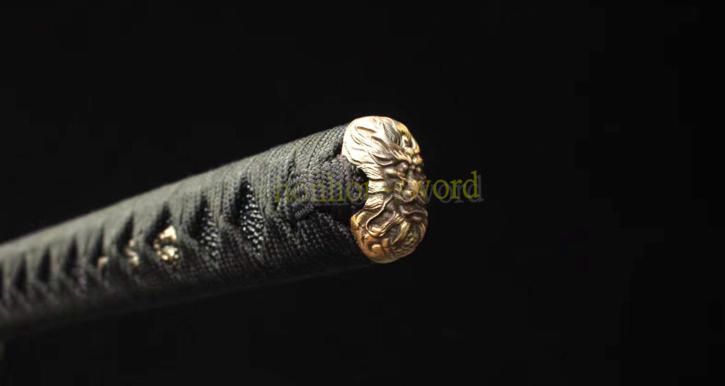 Épée de samouraï japonaise en acier plié noir, katana, lame tranchante faite à la main, noire 