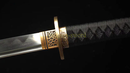 Épée de samouraï japonaise en acier plié noir, katana, lame tranchante faite à la main, noire 