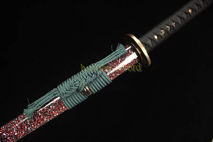 Épée de samouraï japonaise en acier plié noir, katana, lame tranchante faite à la main, noire 