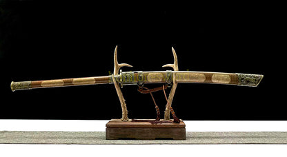 Japanisches Samurai-Schwert Katana aus schwarzem gefaltetem Stahl, Full Tang, handgefertigt, scharfe Klinge, schwarz 