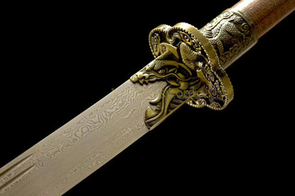 Japanisches Samurai-Schwert Katana aus schwarzem gefaltetem Stahl, Full Tang, handgefertigt, scharfe Klinge, schwarz 