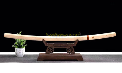 Hand Forge Damascus Folded Steel Clay Tempered Shirasaya Japanese Katana Samurai Sword Wooden