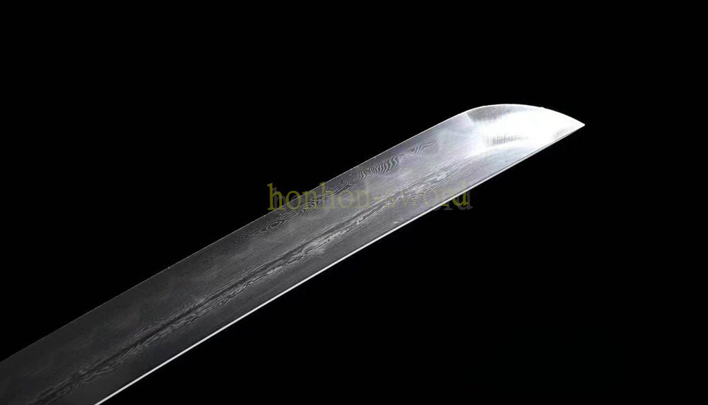 Hand Forge Damascus Folded Steel Clay Tempered Shirasaya Japanese Katana Samurai Sword Wooden