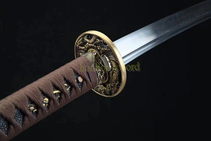 Épée de samouraï japonaise en acier plié noir, katana, lame tranchante faite à la main, noire 