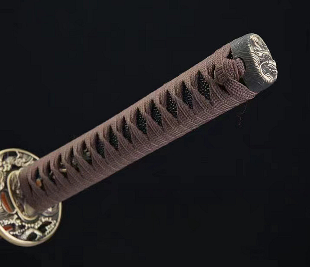 Épée de samouraï japonaise en acier plié noir, katana, lame tranchante faite à la main, noire 