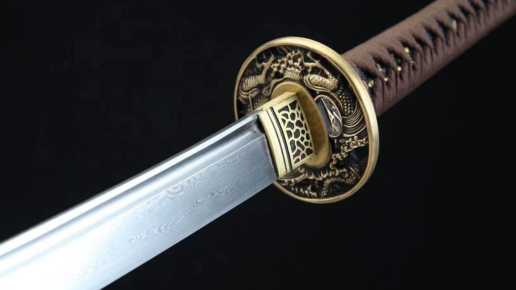 Épée de samouraï japonaise en acier plié noir, katana, lame tranchante faite à la main, noire 