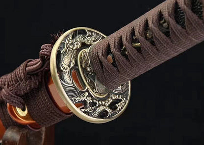 Épée de samouraï japonaise en acier plié noir, katana, lame tranchante faite à la main, noire 