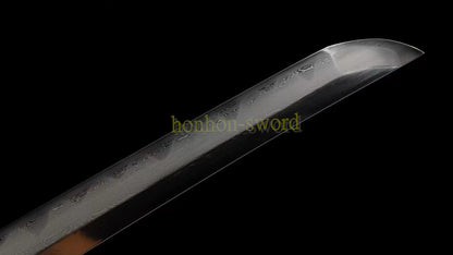 Japanisches Samurai-Schwert Katana aus schwarzem gefaltetem Stahl, Full Tang, handgefertigt, scharfe Klinge, schwarz 