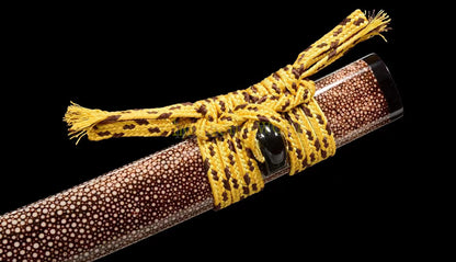 Japanisches Samurai-Schwert Katana aus schwarzem gefaltetem Stahl, Full Tang, handgefertigt, scharfe Klinge, schwarz 