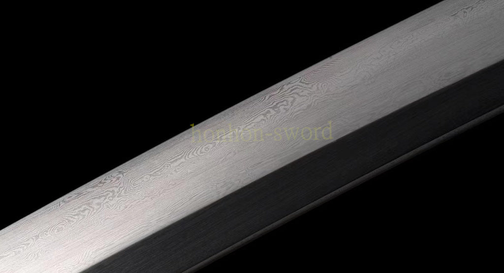 Épée de samouraï japonaise en acier plié noir, katana, lame tranchante faite à la main, noire 