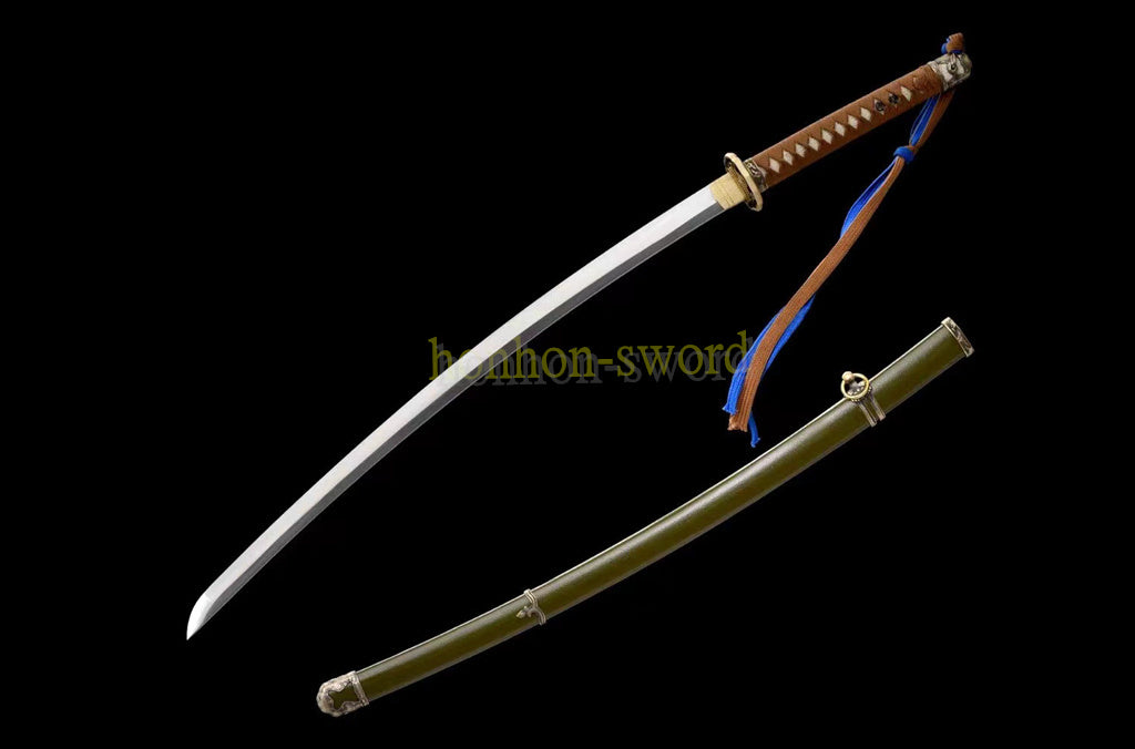 Épée de samouraï japonaise en acier plié noir, katana, lame tranchante faite à la main, noire 