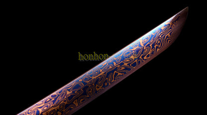 Épée de samouraï japonaise en acier plié noir, katana, lame tranchante faite à la main, noire 