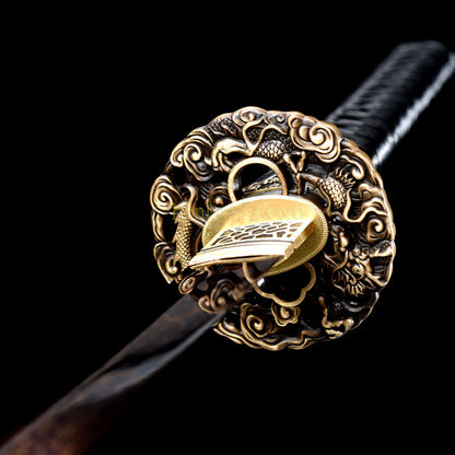 Épée de samouraï japonaise en acier plié noir, katana, lame tranchante faite à la main, noire 