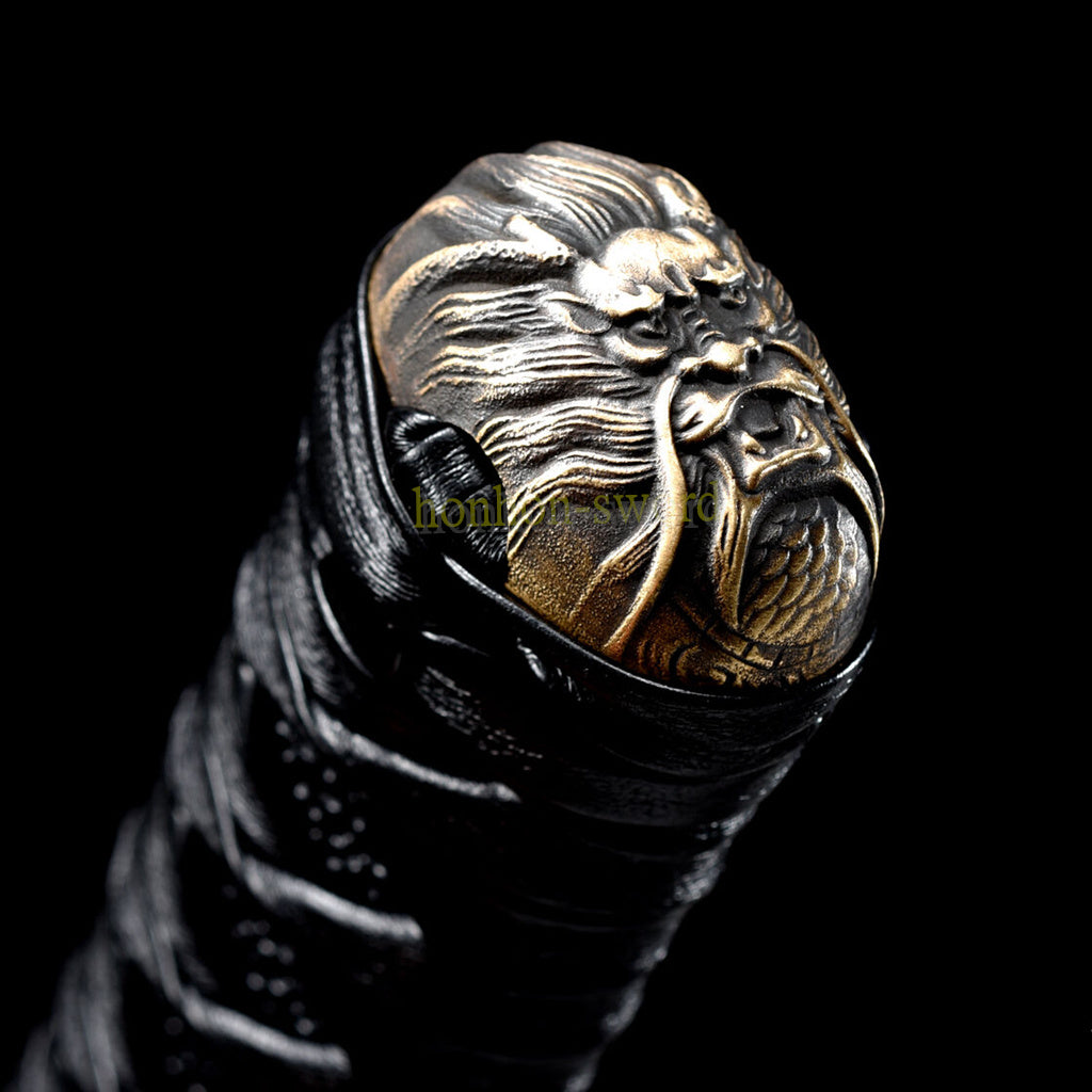 Épée de samouraï japonaise en acier plié noir, katana, lame tranchante faite à la main, noire 