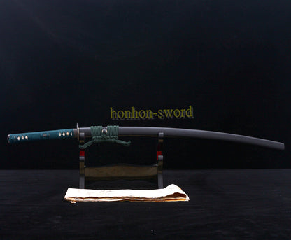 1095 Kohlenstoffstahl Katana Blaue Klinge Japanisches Samurai-Schwert Full Tang Schwarz 