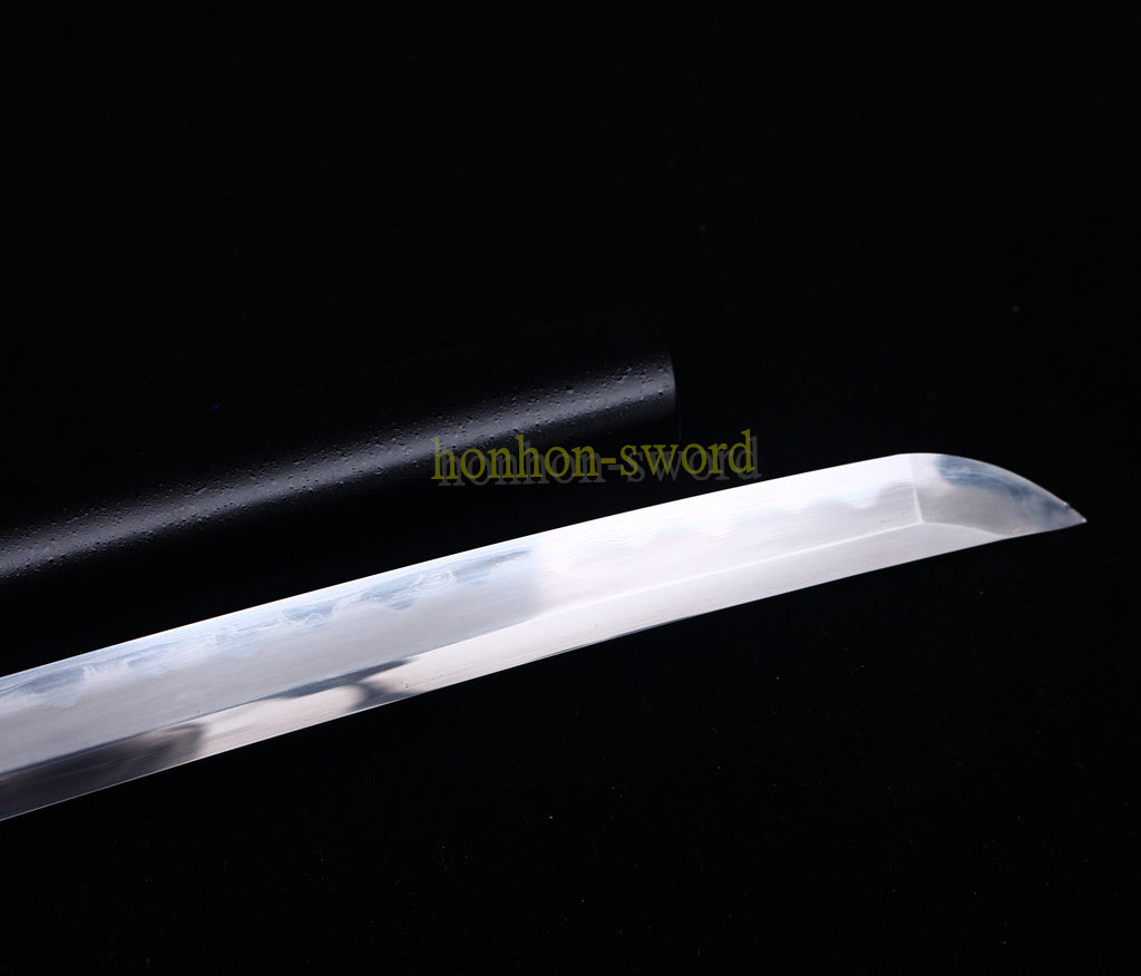 1095 Kohlenstoffstahl Katana Blaue Klinge Japanisches Samurai-Schwert Full Tang Schwarz 