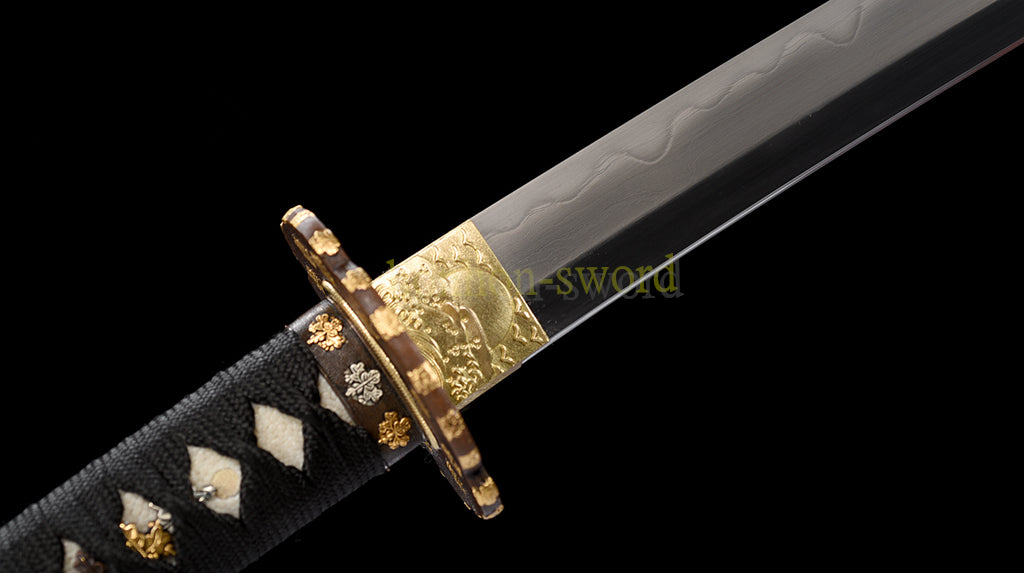 Kobuse Clay Tempered Katana Hand Polishing Japanese Samurai Sword Hand Painting Saya Black