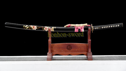 Kobuse Clay Tempered Katana Hand Polishing Japanese Samurai Sword Hand Painting Saya Black