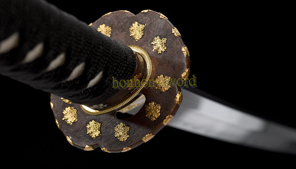 Kobuse Clay Tempered Katana Hand Polishing Japanese Samurai Sword Hand Painting Saya Black