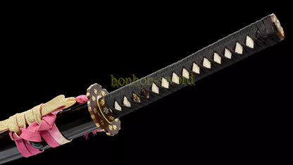 Kobuse Clay Tempered Katana Hand Polishing Japanese Samurai Sword Hand Painting Saya Black