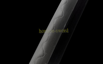 Kobuse Clay Tempered Katana Hand Polishing Japanese Samurai Sword Hand Painting Saya Black