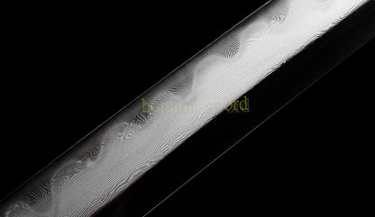 Kobuse Clay Tempered Katana Hand Polishing Japanese Samurai Sword Hand Painting Ox Horn  Saya Black