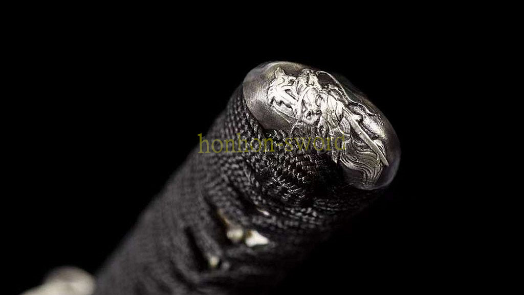 Hand Forge Kobuse Clay Tempered Wakizashi Cupronickel Tsuba Hand Polishing Japanese Samurai Sword Black