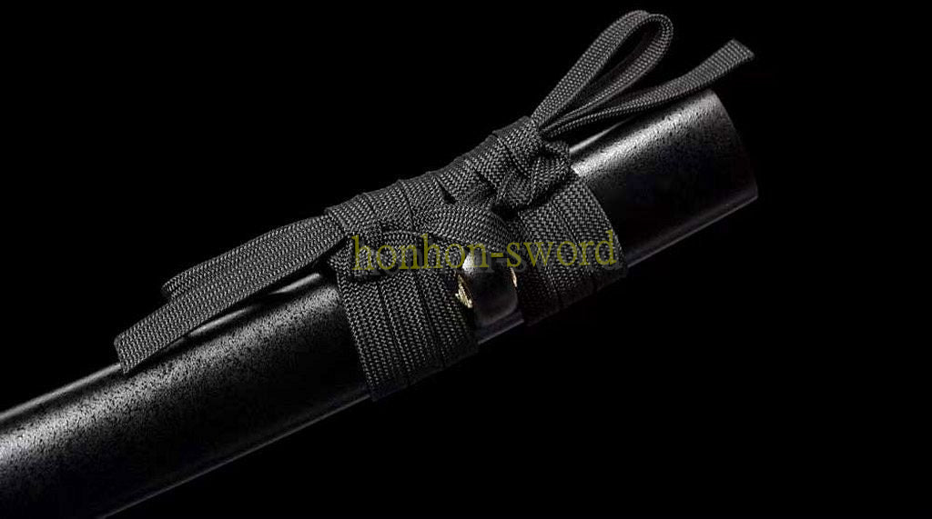 Hand Forge Kobuse Clay Tempered Wakizashi Cupronickel Tsuba Hand Polishing Japanese Samurai Sword Black