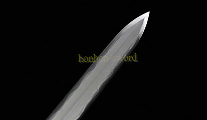 Hand Forge Kobuse Clay Tempered Qing Jian Hand Polishing Chinese Sword Black Full Rayskin Sheath