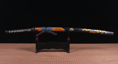 Honsanmai Clay Tempered Katana Hand Polishing Japanese Samurai Sword Lacquer Painting Saya