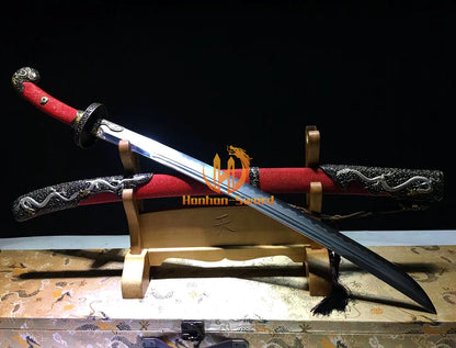 Soshu Kitae 七枚合 Clay Tempered Qing Dynasty Dao Hand Polishing Chinese Dao Sword Red Rayskin Sheath