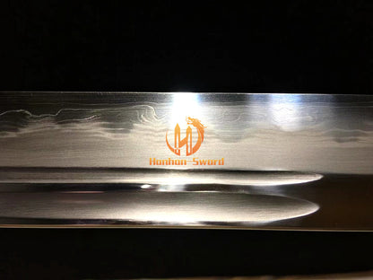 Soshu Kitae 七枚合 Clay Tempered Qing Dynasty Dao Hand Polishing Chinese Dao Sword Red Rayskin Sheath