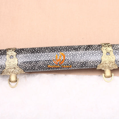 Hand Polishing Shihozume Katana Gold Dragon Japanese Samurai Sword Full Rayskin Saya