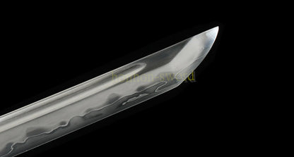 Hand Polishing Honsanmai Clay Tempered Katana Japanese Samurai Sword Green Rayskin Saya