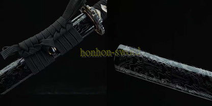 Hand Forge Honsanmai Clay Tempered Katana Japanese Samurai Sword Black