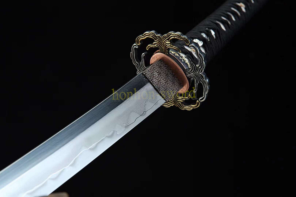 Hand Forge Honsanmai Clay Tempered Katana Japanese Samurai Sword Black