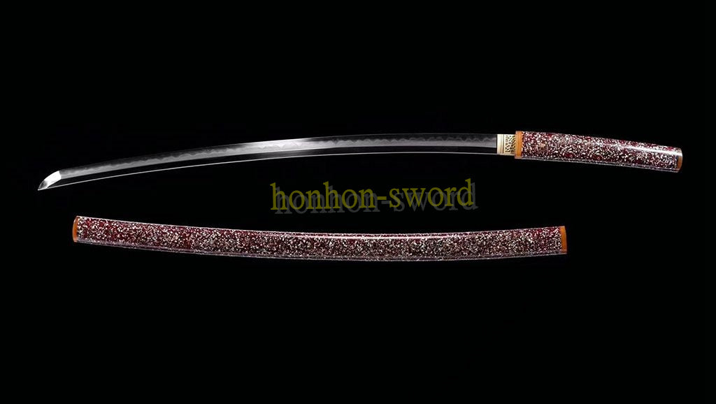 Honsanmai Clay Tempered Shirasaya Katana Hand Polishing Japanese Samurai Sword Shell Inlayed Saya