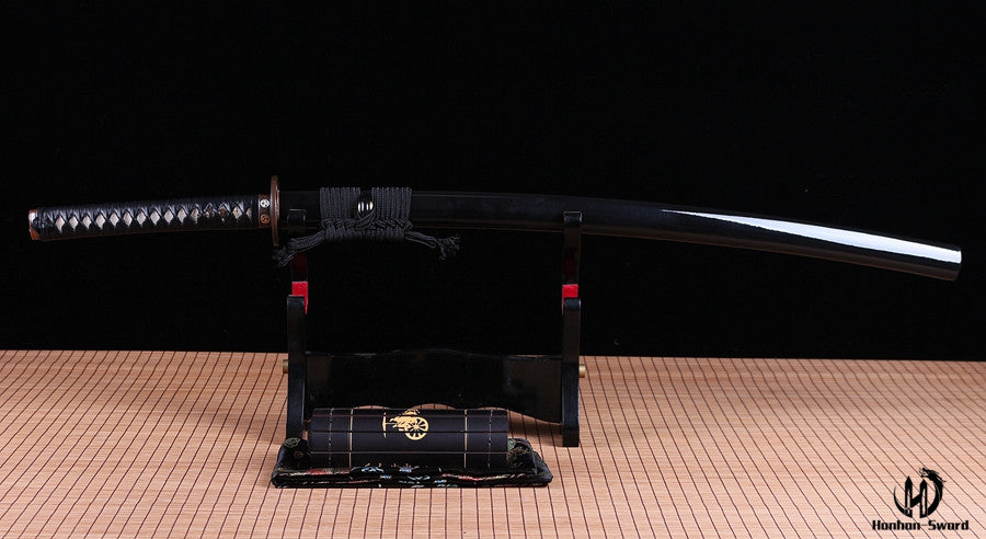 Katana à lame bleue en acier à haute teneur en carbone 1095, épée de samouraï japonais, épée complète noire 