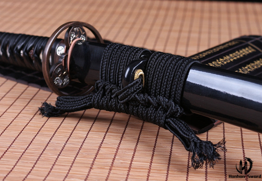 Katana à lame bleue en acier à haute teneur en carbone 1095, épée de samouraï japonais, épée complète noire 