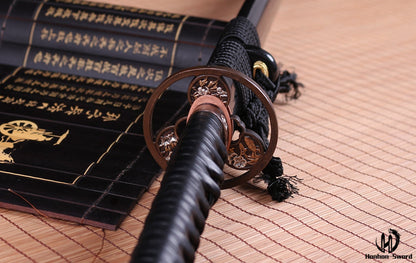 Katana à lame bleue en acier à haute teneur en carbone 1095, épée de samouraï japonais, épée complète noire 