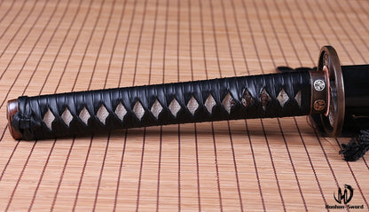 Katana à lame bleue en acier à haute teneur en carbone 1095, épée de samouraï japonais, épée complète noire 