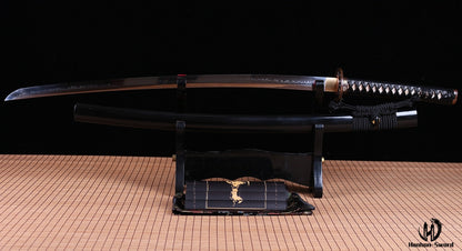 Katana à lame bleue en acier à haute teneur en carbone 1095, épée de samouraï japonais, épée complète noire 