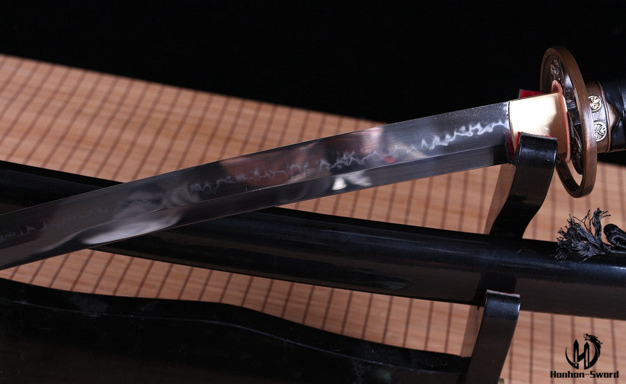 Katana à lame bleue en acier à haute teneur en carbone 1095, épée de samouraï japonais, épée complète noire 